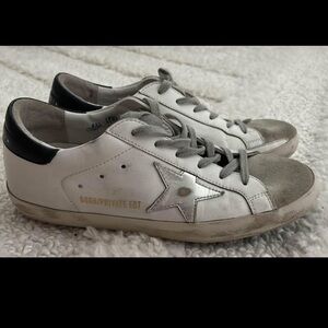 Golden Goose White and Gray Star Sneakers
